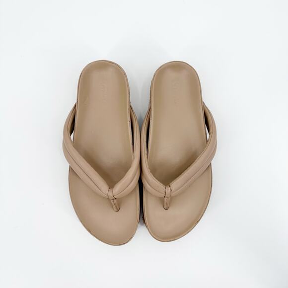 Vince Tan Leather Thong Espadrille Sandals Padded Casual Resort Womens Size 8 - Picture 8 of 11